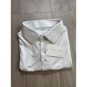 Collars‎ And Co Shirt Men Large Tall LT Firm Dress Collar Polo Solid White New